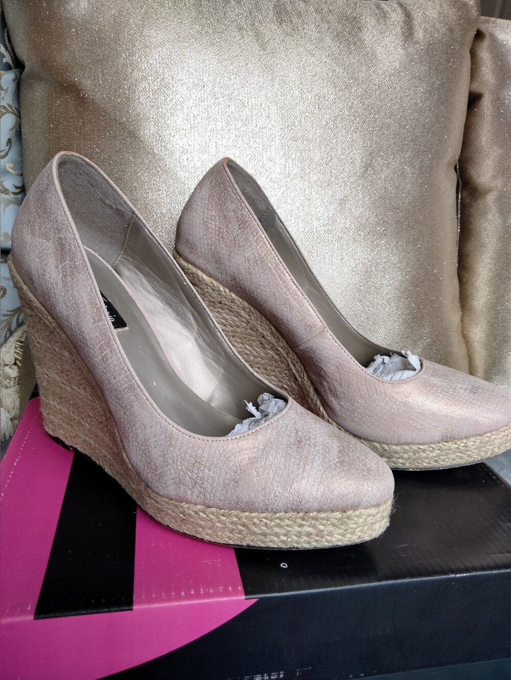 Michael Antonio Rose Gold Espadrille Wedge